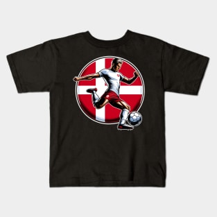 Dynamic Denmark Soccer Star in Action - Vector Design Kids T-Shirt